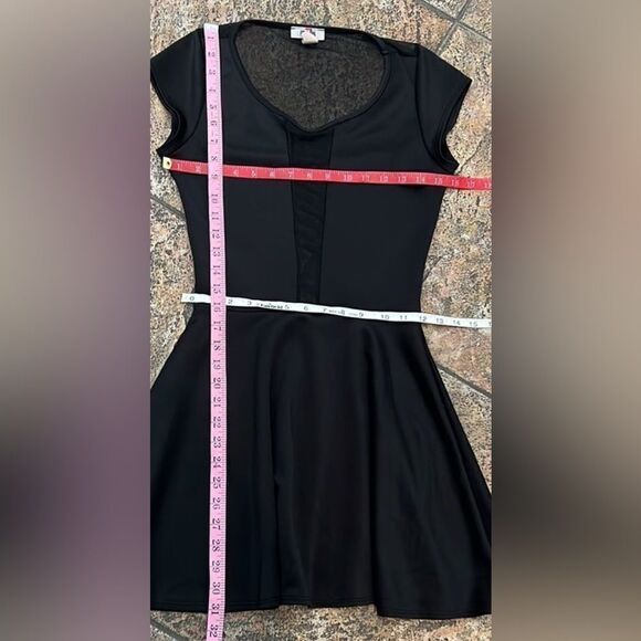 Urbana Size Large Black Mesh Front And Back Skater Skirt Dress - Picture 8 of 8